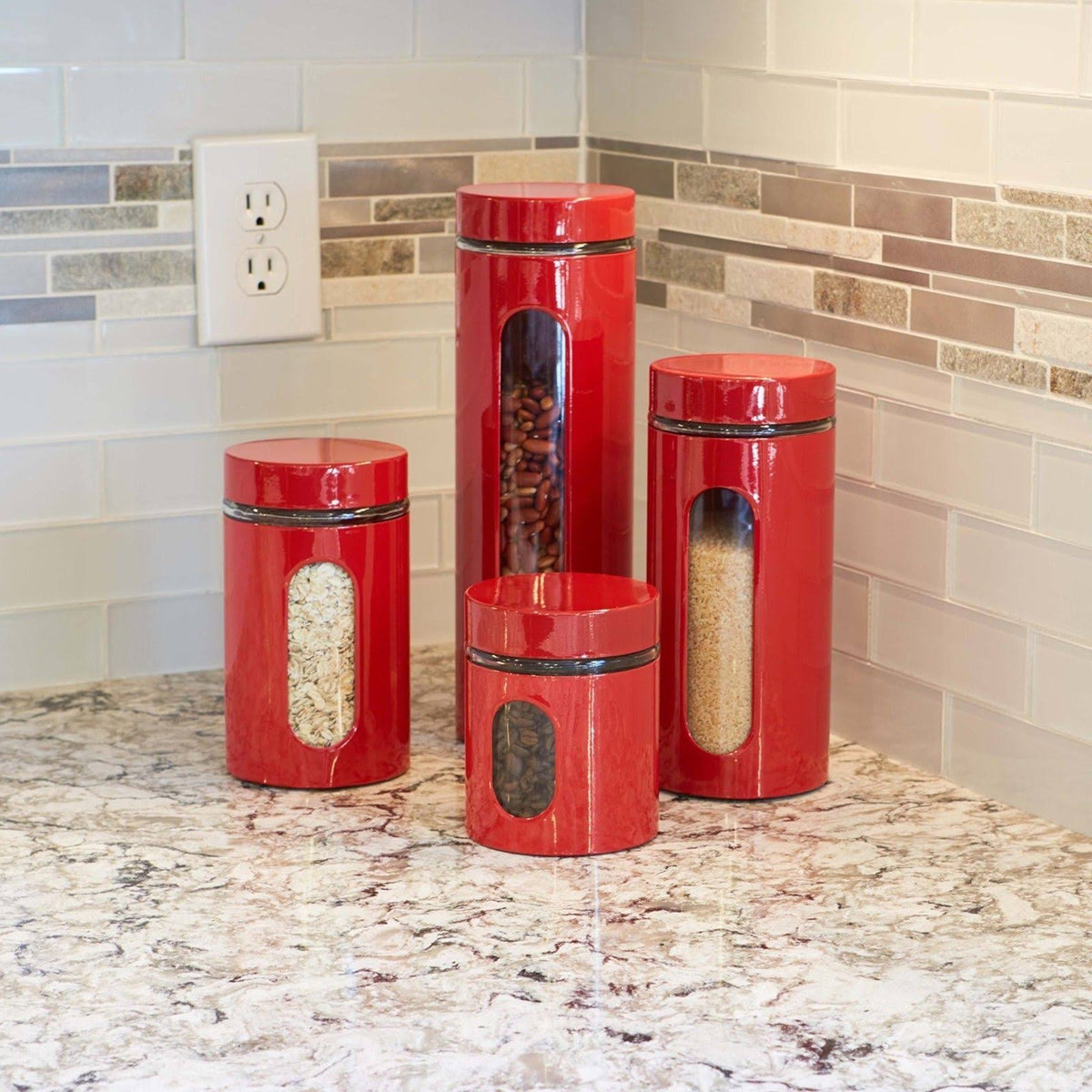 Glass and Stainless Steel Canister Set Z105