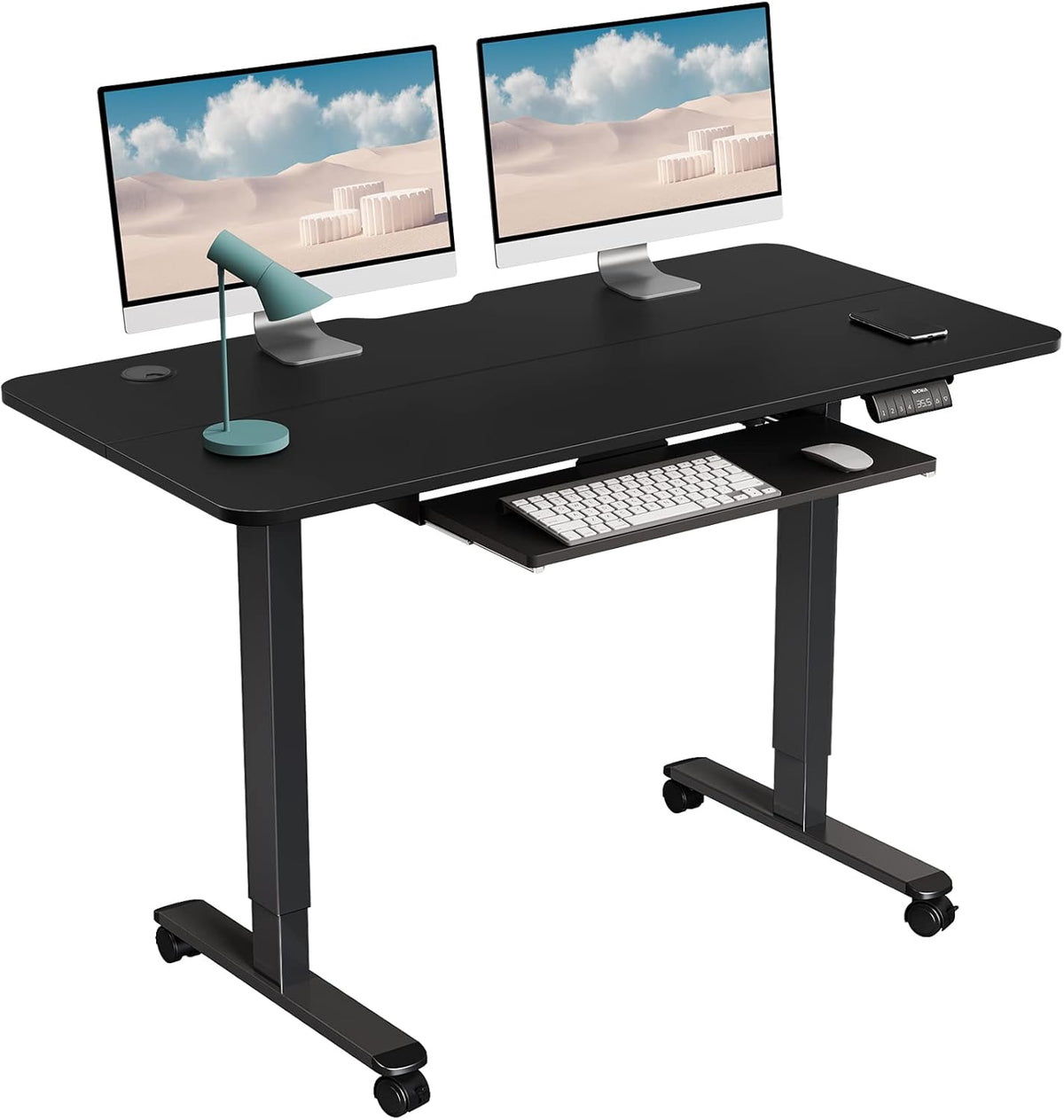 Black Electric Standing Desk with Keyboard Tray S222565