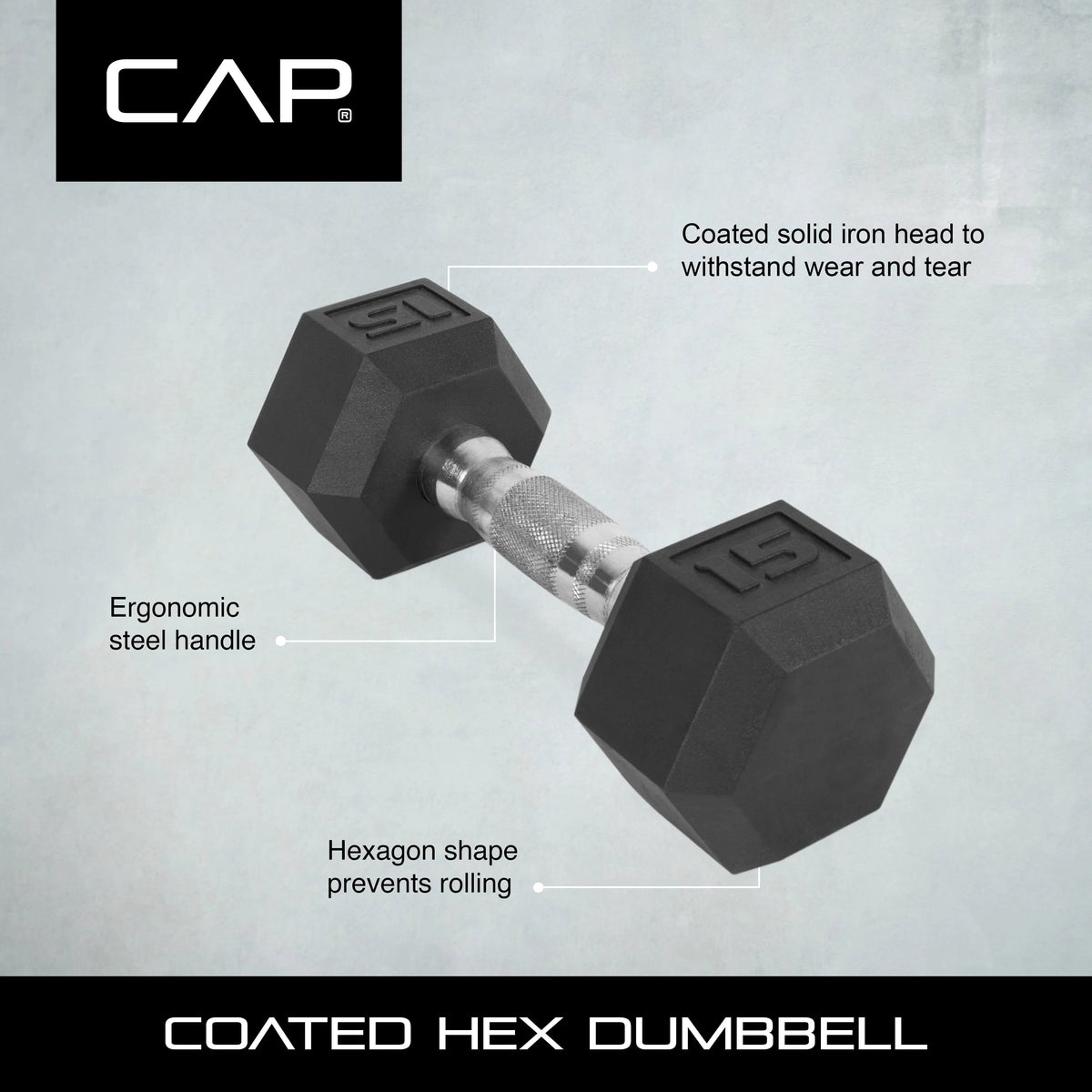 3lb Rubber Hex Dumbbell U101523