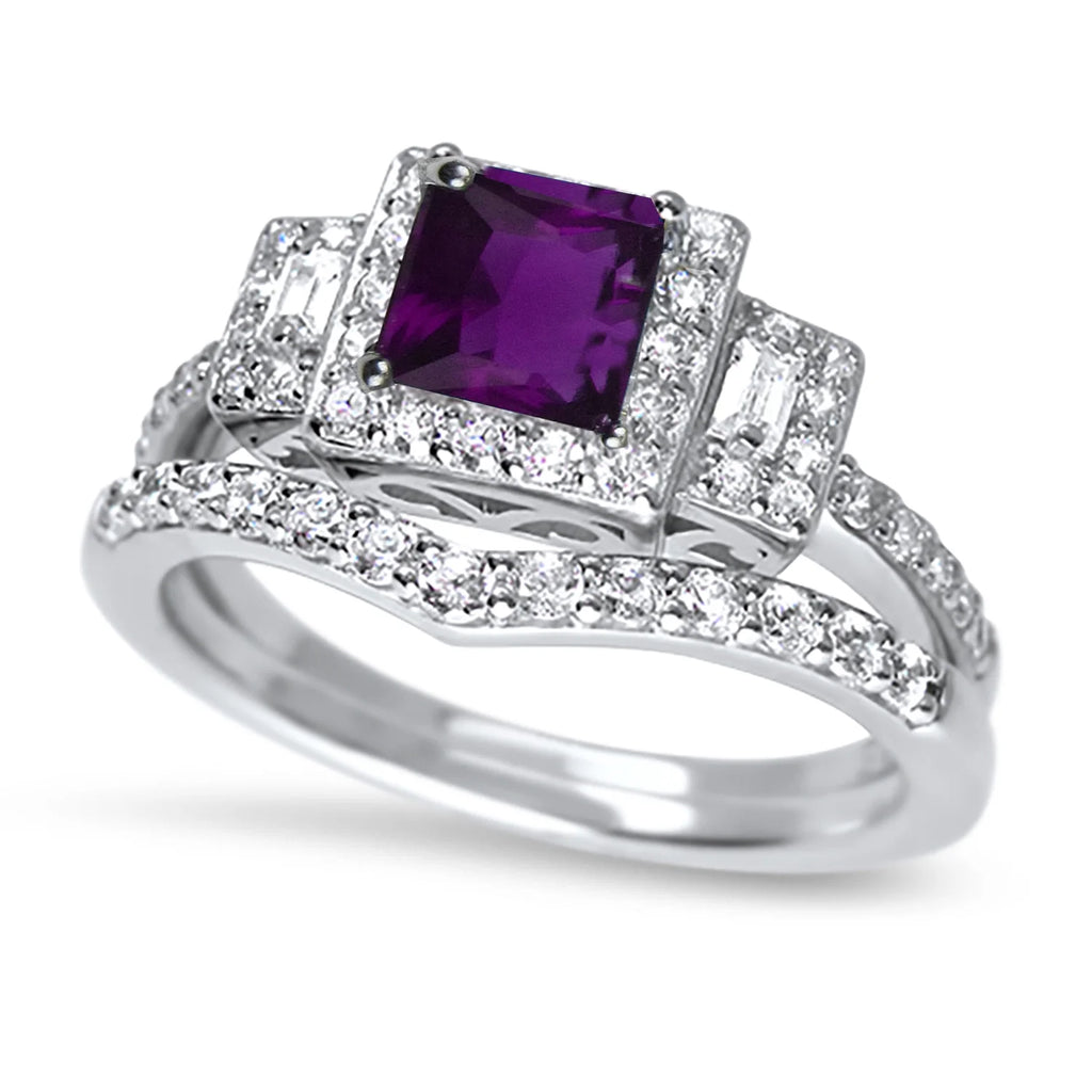 Amethyst Purple CZ Ring Set Size 6 L6789