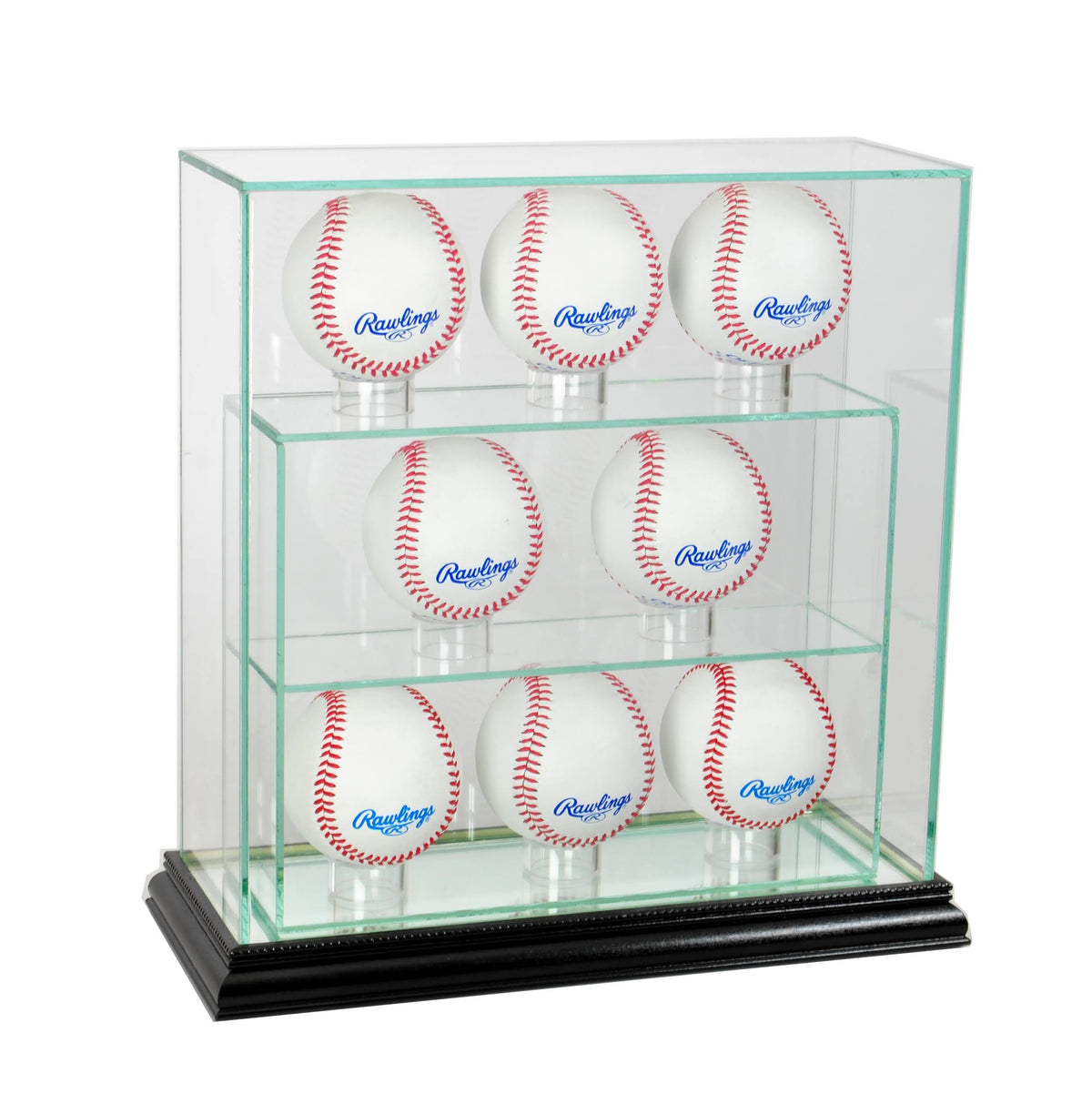 Black 8 Upright Glass Display Case T3947