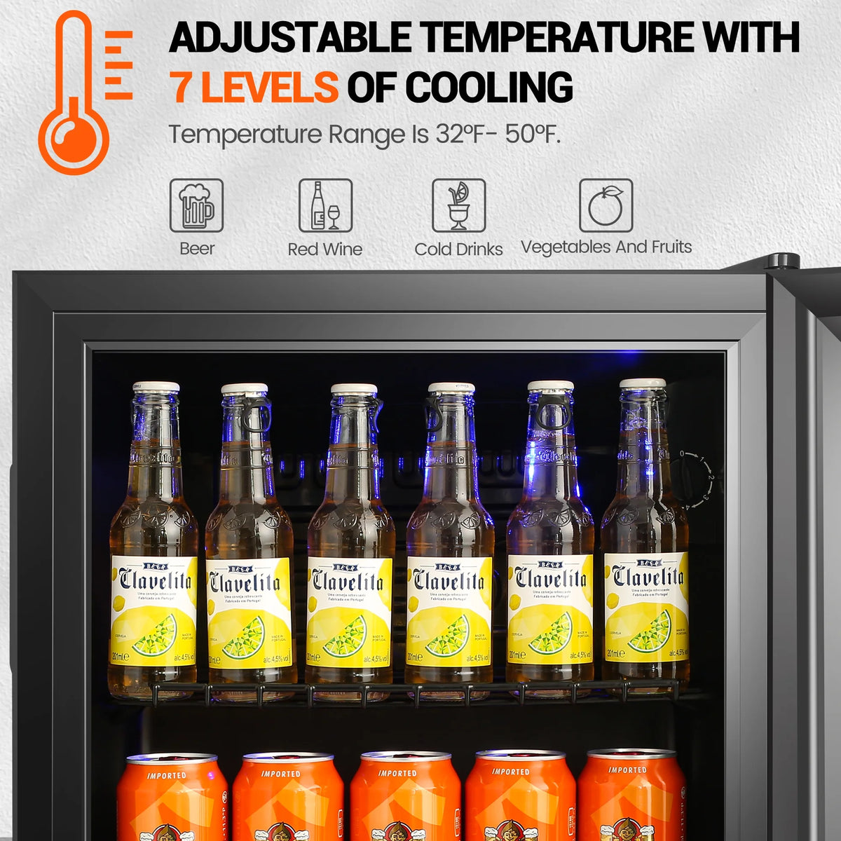 62-Can Beverage Refrigerator and Cooler with Glass Door W675069