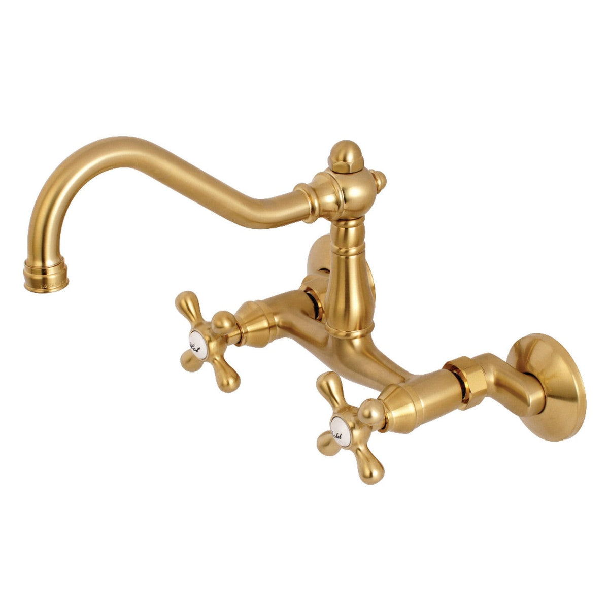 Brushed Brass Adjustable Wall Mount Kitchen Faucet E522